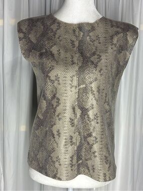 Zara Shoulder Pad Tank Snakeskin Button Back Top Size XS